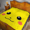 Pokemon Anime Premium Quilt - Cute Minimalist Pikachu Yellow Face Quilt Blanket 17