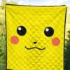 Pokemon Anime Premium Quilt - Cute Minimalist Pikachu Yellow Face Quilt Blanket 3