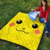 Pokemon Anime Premium Quilt - Cute Minimalist Pikachu Yellow Face Quilt Blanket 7