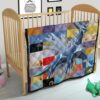 Pokemon Anime Premium Quilt - Legendary Mega Dialga Cute Minimalist Pokemon Face Quilt Blanket 21