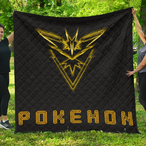 Pokemon Anime Premium Quilt Team Instinct Symbol Neon Zapdos Pokemon Go Quilt Blanket