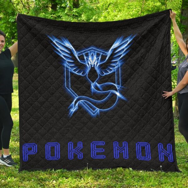 Pokemon Anime Premium Quilt Team Mystic Symbol Neon Blue Articuno Pokemon Go Quilt Blanket