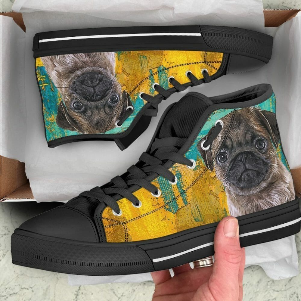 Pug Dog Sneakers Colorful High Top Shoes