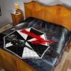 Resident Evil Game Premium Quilt - Black White Umbrella Corporation Blonde Girl Quilt Blanket 19