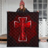 Resident Evil Game Premium Quilt - Red Umbrella Corporation With Blood In Cross Quilt Blanket 3