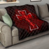 Resident Evil Game Premium Quilt - Red Umbrella Corporation With Blood In Cross Quilt Blanket 15