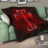 Resident Evil Game Premium Quilt - Red Umbrella Corporation With Blood In Cross Quilt Blanket 17