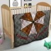 Resident Evil Game Premium Quilt - Umbrella Corp Symbol Old War Army Style Quilt Blanket 21