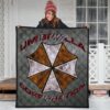 Resident Evil Game Premium Quilt - Umbrella Corp Symbol Old War Army Style Quilt Blanket 3