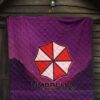 Resident Evil Game Premium Quilt - Umbrella Corp Symbol Retro Galaxy Wave Quilt Blanket 7