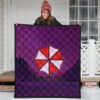 Resident Evil Game Premium Quilt - Umbrella Corp Symbol Retro Galaxy Wave Quilt Blanket 3