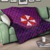 Resident Evil Game Premium Quilt - Umbrella Corp Symbol Retro Galaxy Wave Quilt Blanket 17