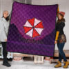Resident Evil Game Premium Quilt - Umbrella Corp Symbol Retro Galaxy Wave Quilt Blanket 1