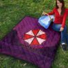 Resident Evil Game Premium Quilt - Umbrella Corp Symbol Retro Galaxy Wave Quilt Blanket 9