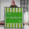 Saint Patrick's Happy St. Patrick Shamrock Patterns Green White Premium Quilt Blanket 3