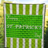 Saint Patrick's Happy St. Patrick Shamrock Patterns Green White Premium Quilt Blanket 5