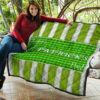 Saint Patrick's Happy St. Patrick Shamrock Patterns Green White Premium Quilt Blanket 11