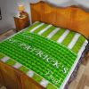 Saint Patrick's Happy St. Patrick Shamrock Patterns Green White Premium Quilt Blanket 19