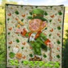 Saint Patrick's Leprechauns Artwork St. Patrick Symbols Patterns Premium Quilt Blanket 5