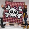 Skull Premium Quilt - Feminine Skull Sign With Sunflower Patterns Quilt Blanket 1