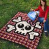 Skull Premium Quilt - Feminine Skull Sign With Sunflower Patterns Quilt Blanket 9