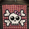 Skull Premium Quilt - Feminine Skull Sign With Sunflower Patterns Quilt Blanket 7