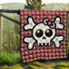 Skull Premium Quilt - Feminine Skull Sign With Sunflower Patterns Quilt Blanket 13