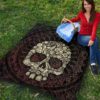 Skull Premium Quilt - Floral Gorgeous Mandala Skull Artwork Quilt Blanket 9