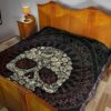 Skull Premium Quilt - Floral Gorgeous Mandala Skull Artwork Quilt Blanket 19