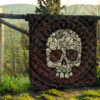 Skull Premium Quilt - Floral Gorgeous Mandala Skull Artwork Quilt Blanket 13