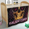 Skull Premium Quilt - Golden Skull Hearts Eyes Happy Valentino Quilt Blanket 21