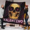 Skull Premium Quilt - Golden Skull Hearts Eyes Happy Valentino Quilt Blanket 1