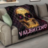 Skull Premium Quilt - Golden Skull Hearts Eyes Happy Valentino Quilt Blanket 15