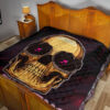 Skull Premium Quilt - Golden Skull Hearts Eyes Happy Valentino Quilt Blanket 19