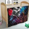 Skull Premium Quilt - Graffiti Love Skull Wearing Street Style Hat Quilt Blanket 21