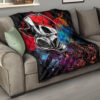 Skull Premium Quilt - Graffiti Love Skull Wearing Street Style Hat Quilt Blanket 15