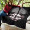 Skull Premium Quilt - Horror Pirate Skull Wear Headphone Black White Quilt Blanket 11