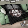 Skull Premium Quilt - Horror Pirate Skull Wear Headphone Black White Quilt Blanket 17