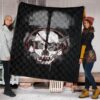 Skull Premium Quilt - Horror Pirate Skull Wear Headphone Black White Quilt Blanket 1