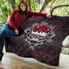 Skull Premium Quilt - Knight Lover Broken Skull With Rose Artwork Quilt Blanket 11