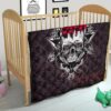 Skull Premium Quilt - Knight Lover Broken Skull With Rose Artwork Quilt Blanket 21