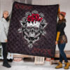 Skull Premium Quilt - Knight Lover Broken Skull With Rose Artwork Quilt Blanket 1