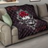 Skull Premium Quilt - Knight Lover Broken Skull With Rose Artwork Quilt Blanket 15