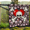 Skull Premium Quilt - Love In Your Bones Funny Skull Emotions Patterns Valentine Quilt Blanket 13