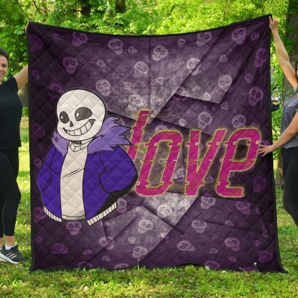 Skull Premium Quilt – Love Sans Wearing Blue Winter Clothes Skull Patterns Quilt Blanket