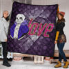 Skull Premium Quilt - Love Sans Wearing Blue Winter Clothes Skull Patterns Quilt Blanket 1