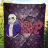 Skull Premium Quilt - Love Sans Wearing Blue Winter Clothes Skull Patterns Quilt Blanket 5