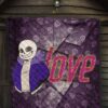 Skull Premium Quilt - Love Sans Wearing Blue Winter Clothes Skull Patterns Quilt Blanket 7