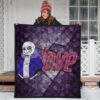 Skull Premium Quilt - Love Sans Wearing Blue Winter Clothes Skull Patterns Quilt Blanket 3