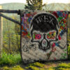 Skull Premium Quilt - Neon Skull Love Colorful Graffiti Tattoo Quilt Blanket 13